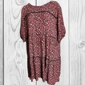 Knox Rose Red and Black Floral Tunic Modest prairie Dress size XXL